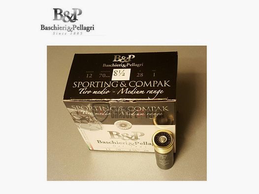 25 Patronen B&P Sporting Compak Medium Range 28G Kal 12/70 Pb N8.5