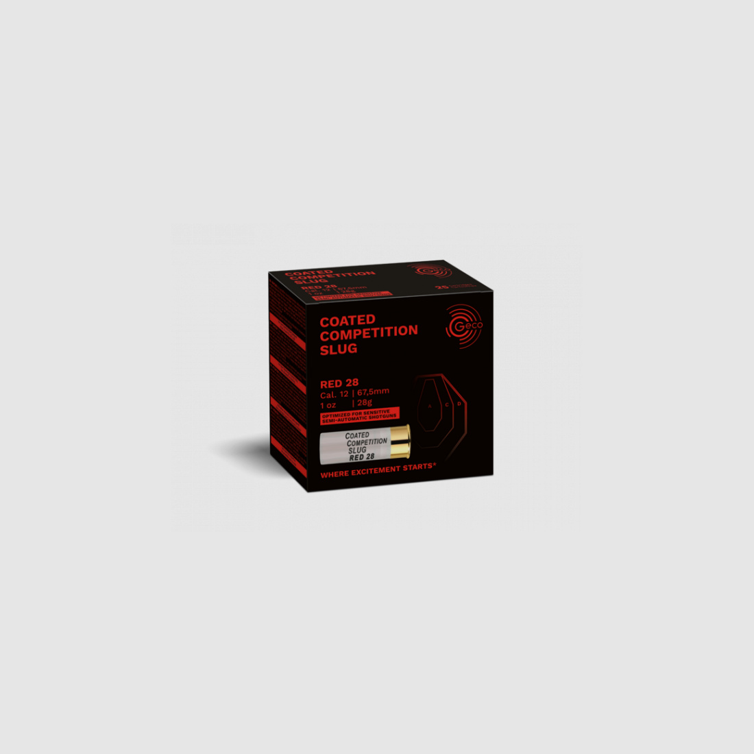 GECO COATED COMPETITION SLUG RED - 12/67,5 - 28 G. - 25 STÜCK