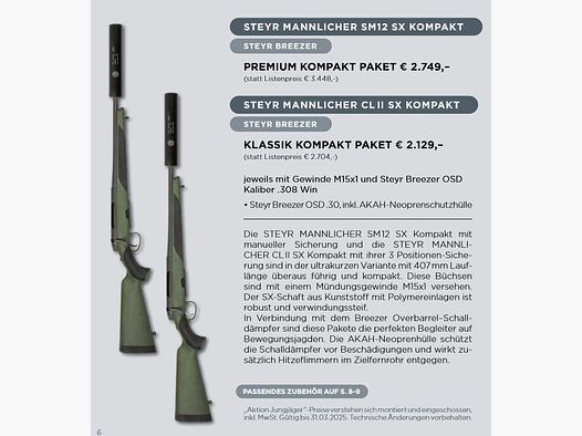Paquete completo arma + silenciador Steyr paquete de cazador joven STEYR MANNLICHER SM12 SX COMPACTO