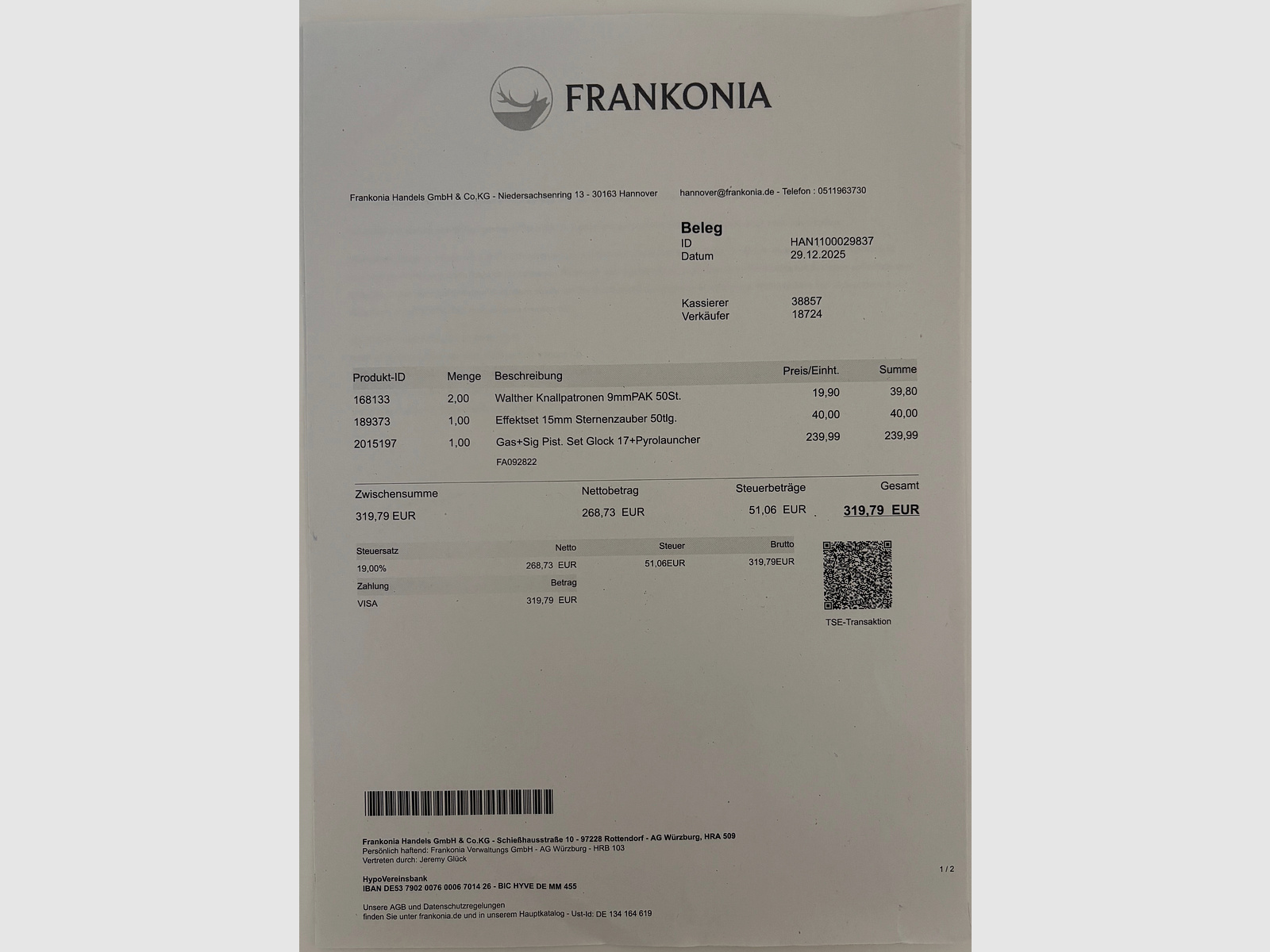 Pistola a salve Glock 17 Gen5 inclusi accessori (come nuova)