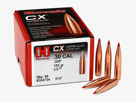 Hornady Bala .30 Cal. – CX (sin plomo) 165grs. – 50 ud.