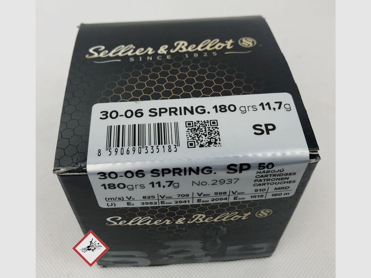 Sellier & Bellot rifle cartridge caliber .30-06 Spr SP 180grs.