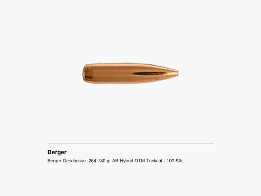 Berger Kogels .264 130 gr AR Hybrid OTM Tactical – 100 st.
