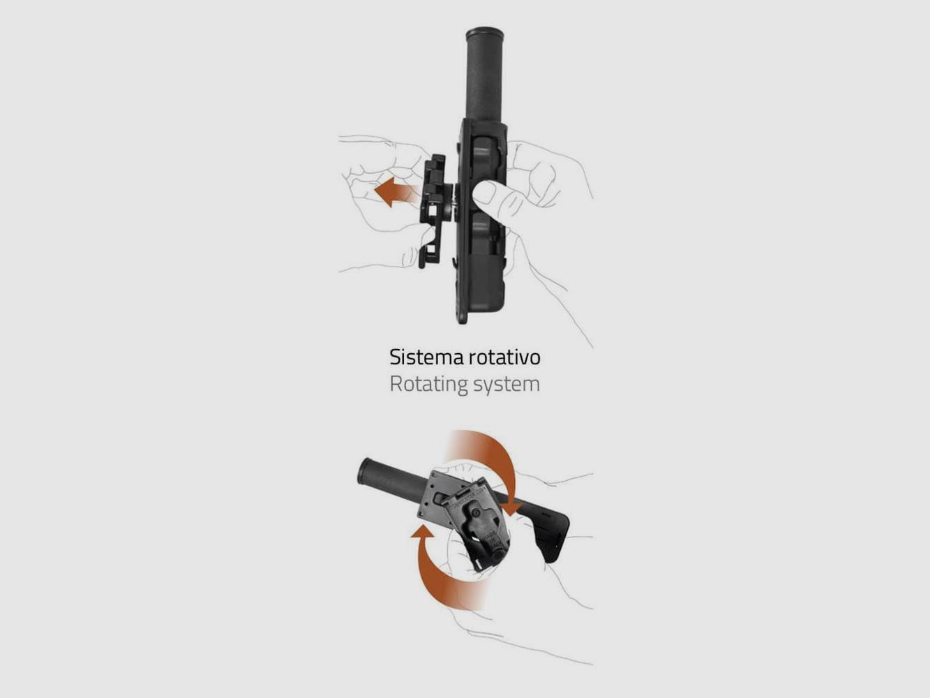 Rotatable Polymer Lamp Holder VEGA - Black - 360° Rotation - Secure and Practical Mounting, image 2 of 5