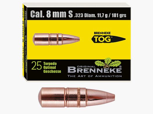 Proiettile Brenneke 8mm S (.323) TOG 11,7g / 180grs 25 pezzi