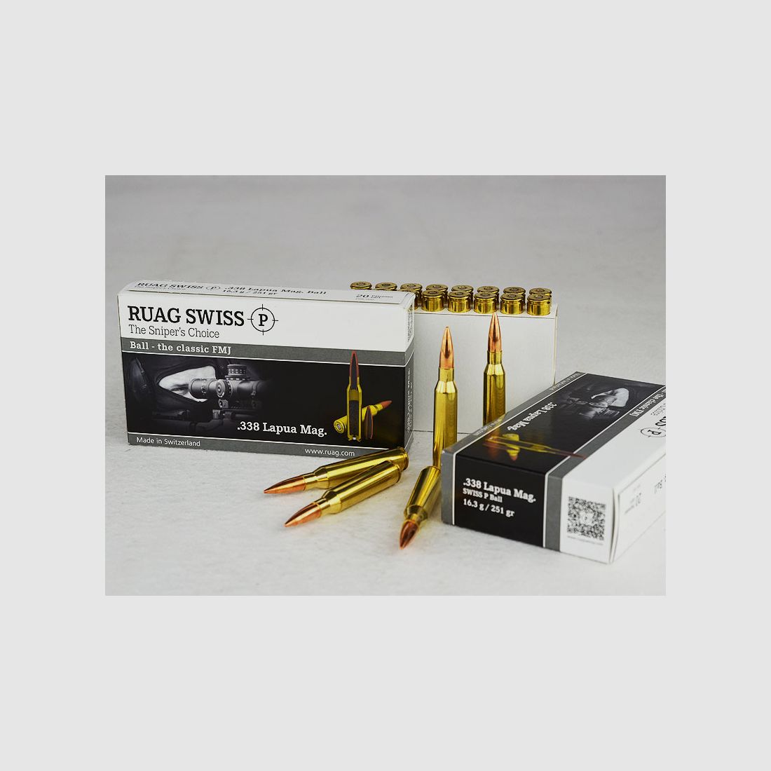 SWISS P .338 Lapua Magnum, BALL FMJ 251 grs 1 pack (20 rounds at €7.25 each)