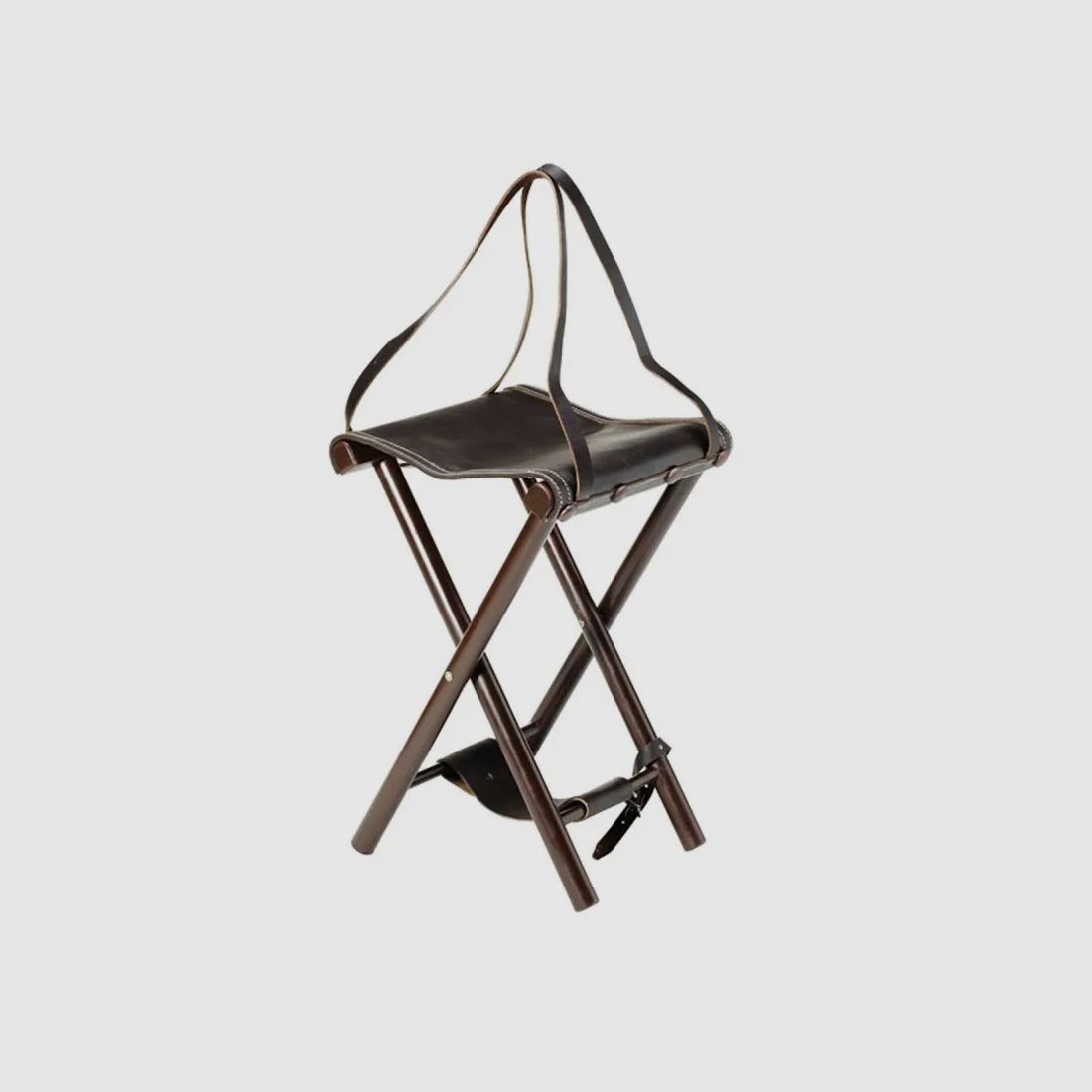 Sedia da battuta 4 piedi in legno e pelle - Altezza 65 cm, immagine 2 di 4