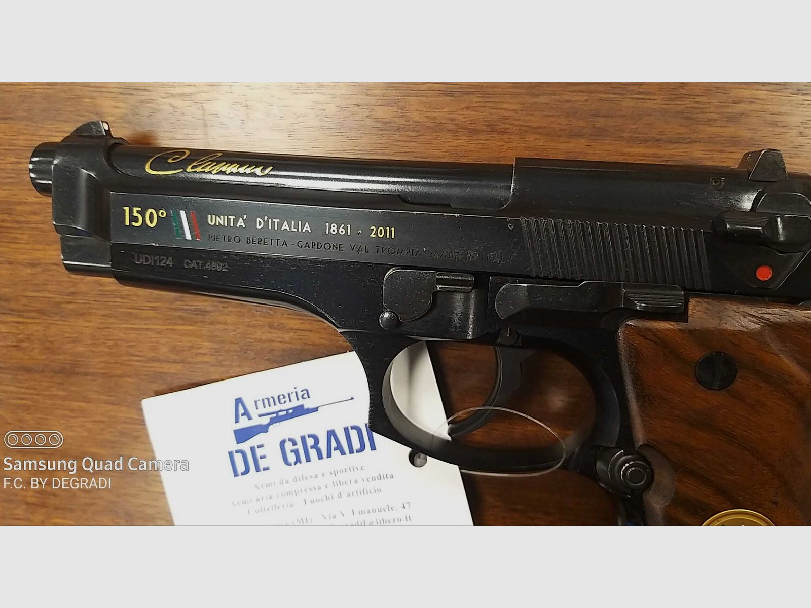 BERETTA 98FS UNITA’D’ITALIA KALIBER 9X21 N.124 OP 150, afbeelding 2 van 4