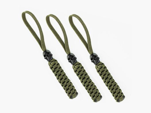 Lanyard mit Totenkopf 3er Set Oliv