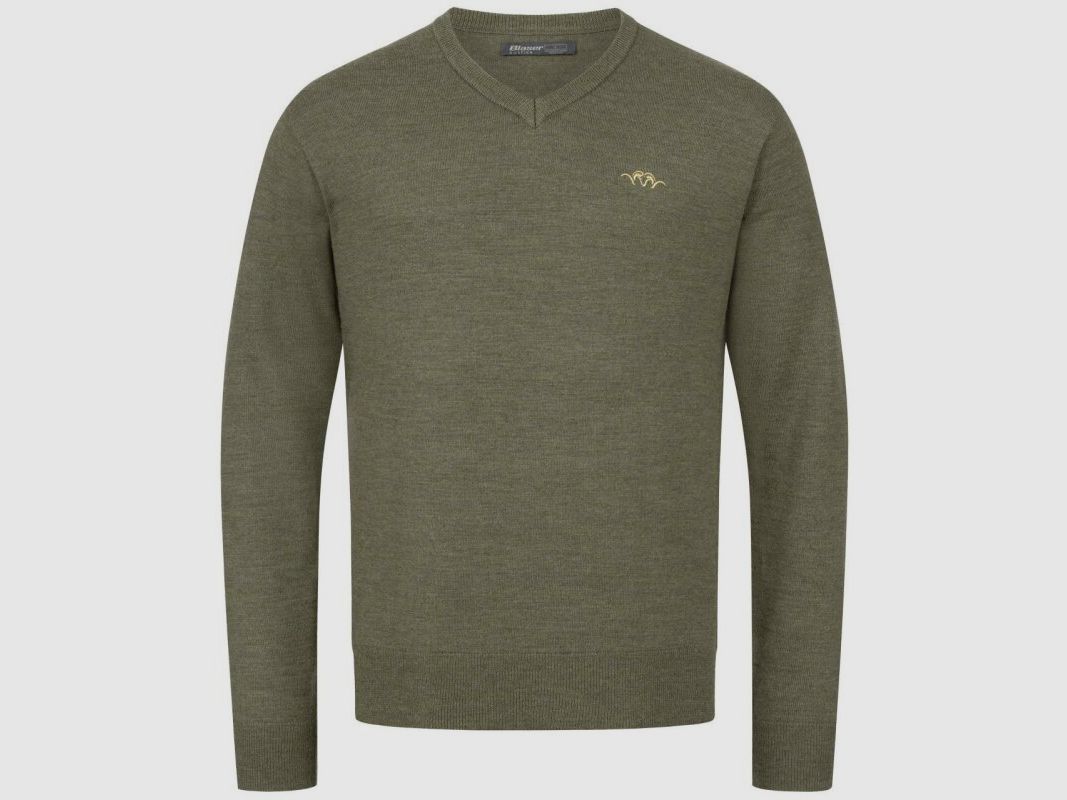 Blaser Men's Merino V-Neck Sweater dark olive XL