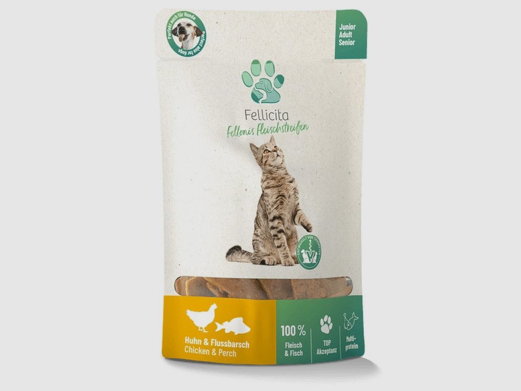 Fellicita Cat Snack Fellonis Fleischstreifen Huhn & Flussbarsch 8x50g