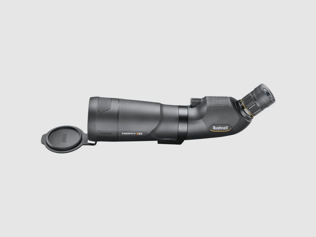 Bushnell Spotting Scope Trophy Xtreme 20-60x65mm with angled view, black, Porro prisms, with case and tripod