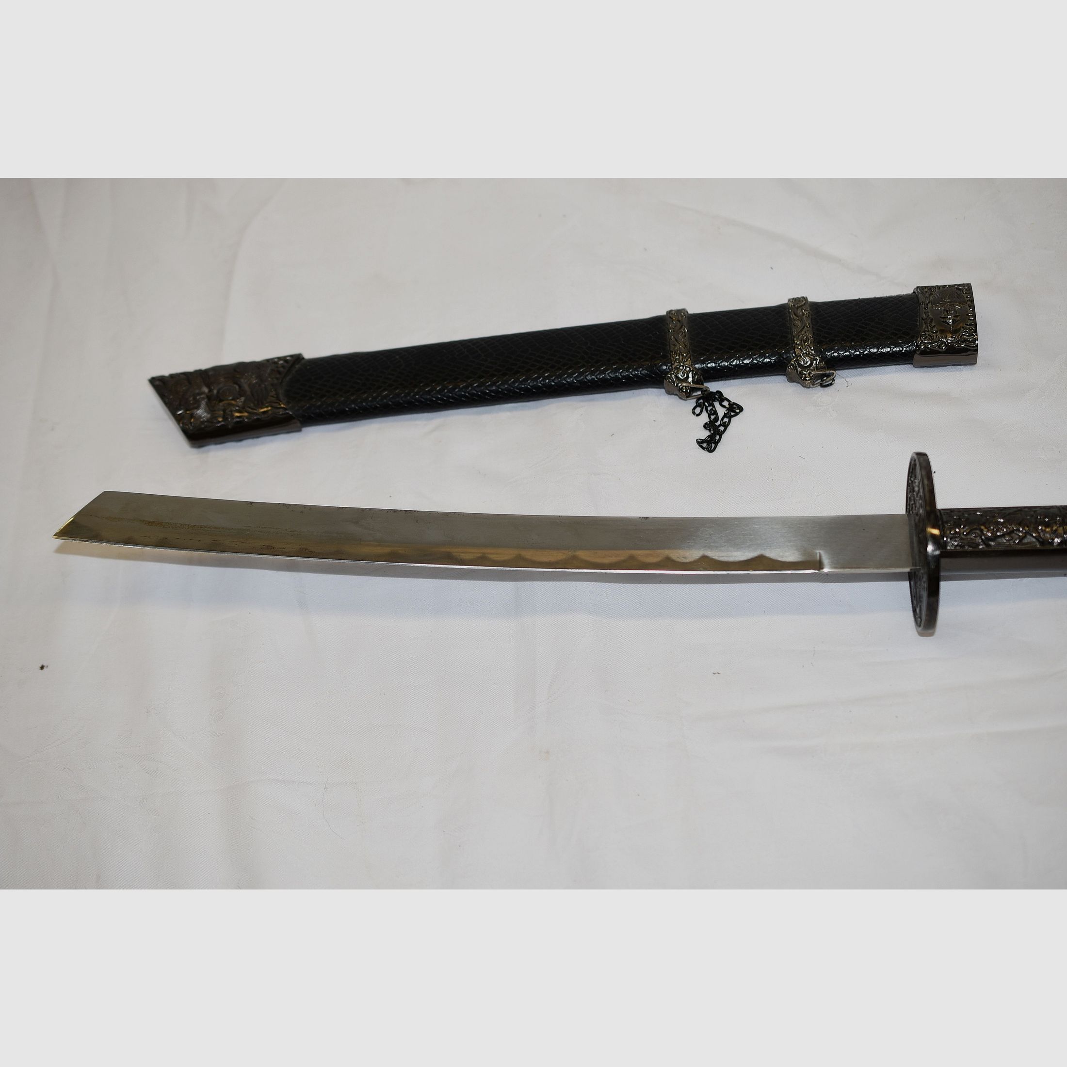 Katana, coltello Tanto in fodero, lunghezza totale 63 cm