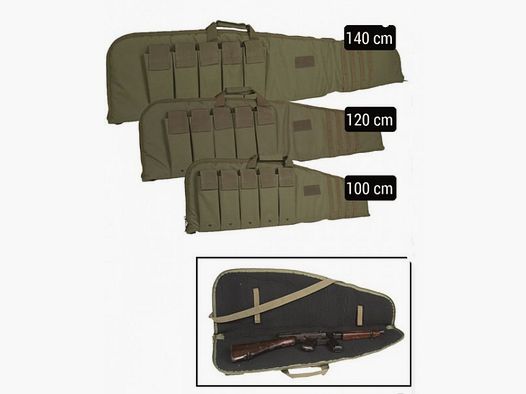 Funda para rifle oliva - con bolsillos laterales - 140 cm