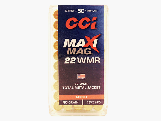 CCI 22WMR MAXI MAG TOTAL METAL JACKET 40GR