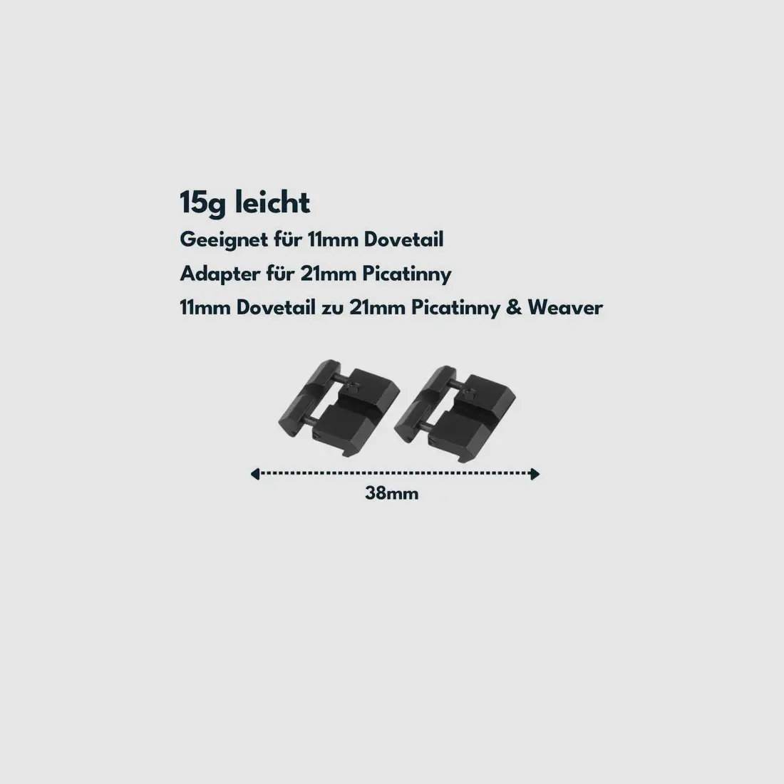 Vector Optics SCRA-06B Adapter z 11mm Dovetail na 21mm Weaver, l=38mm (2szt), zdjęcie 2 z 3