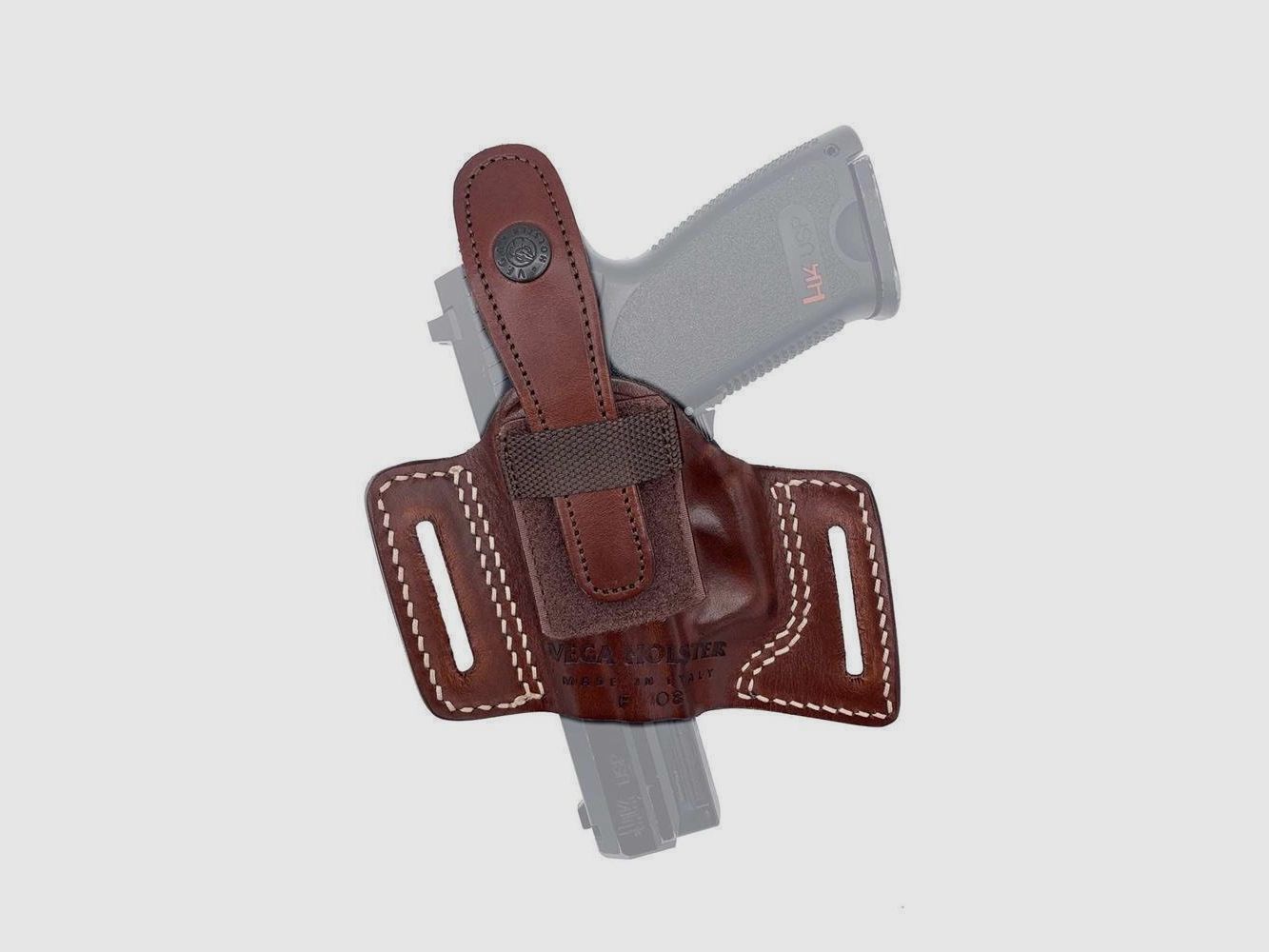 Gürtelholster mit offener Mündung & Sicherung Beretta 81/82/84/85/87, HW 94, Walther PP/PPK, S&amp;W M&amp;P Bodyguard 380-Braun-Rechtshänder