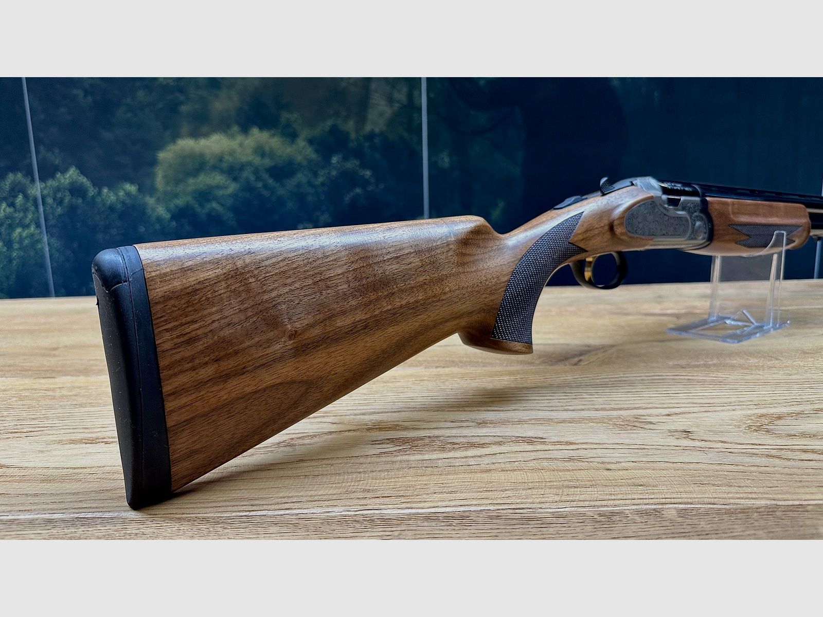 Brenner Black BF20 Premium Silver / 12/76 / LL 71cm / Walnut wood stock / Arabesque engraving