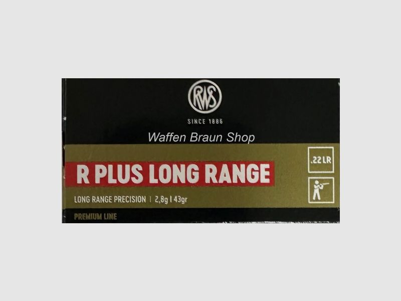 RWS .22 lr R Plus LONG Range 2,8g / 43 granos 50 piezas