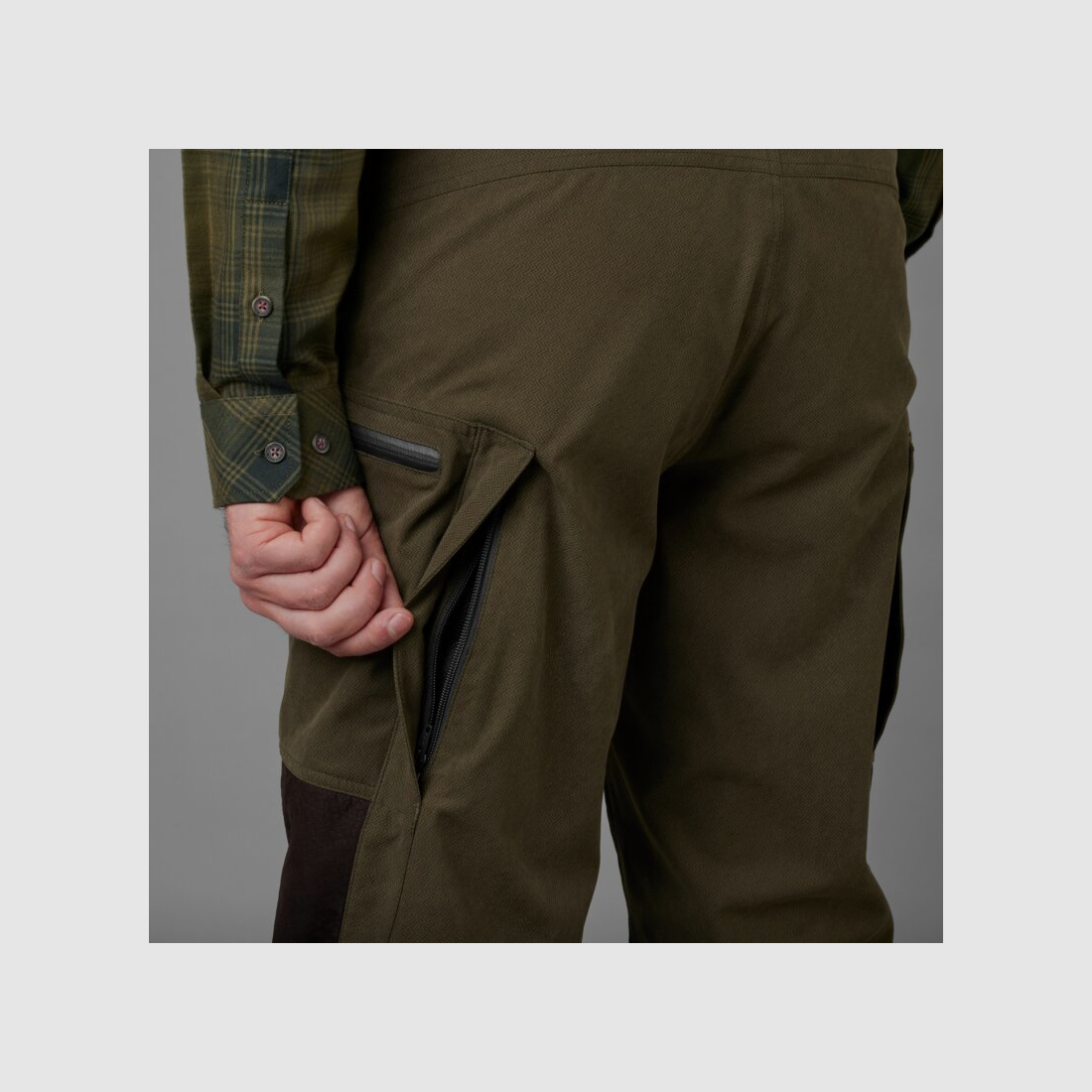 Pantalon en cuir Härkila Driven Hunt HWS vert saule / marron ombre
