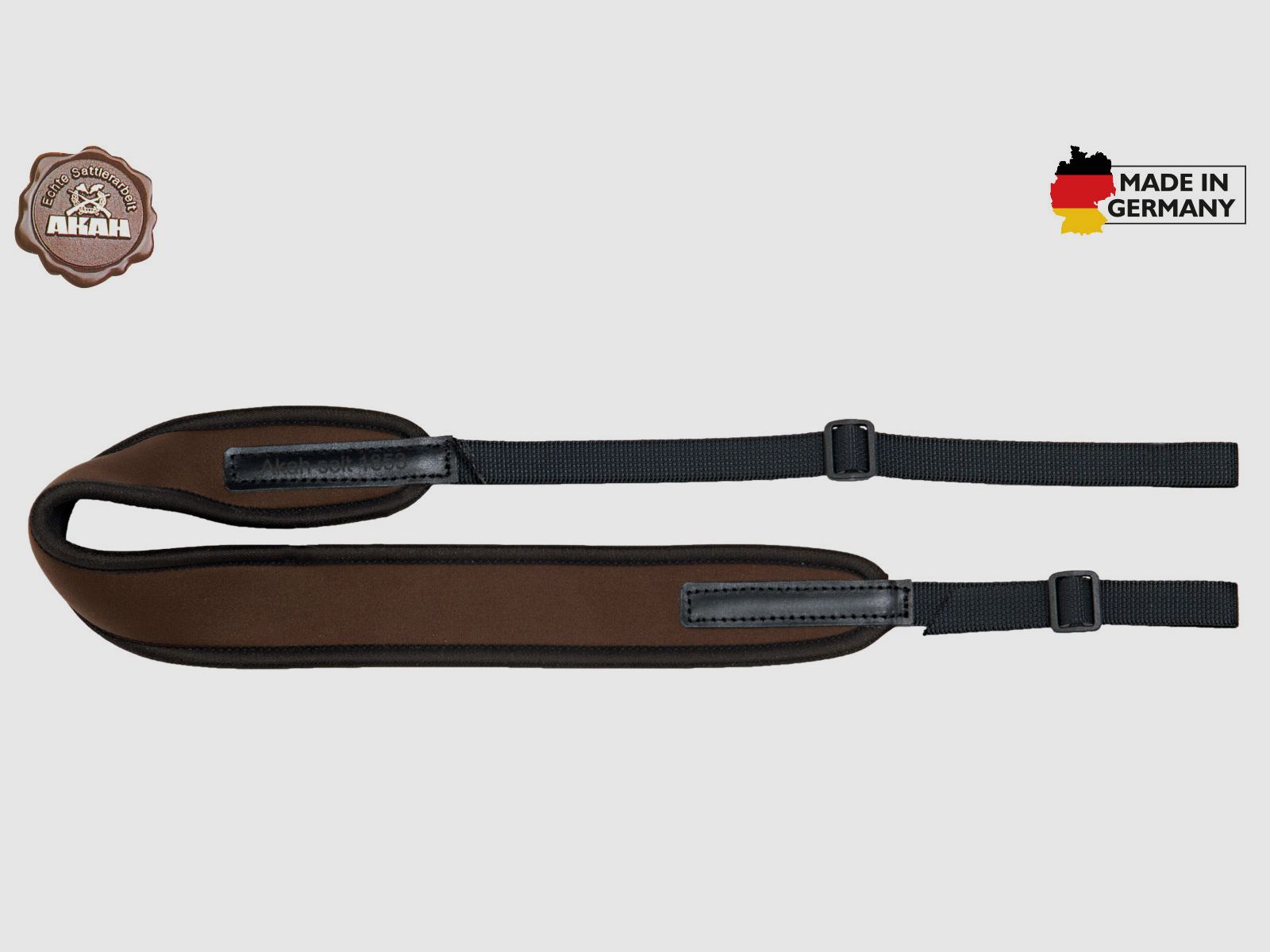 AKAH Cinghia per Fucile Universale in Neoprene Super Elastico Neoprene Marrone con Cinghia Nera