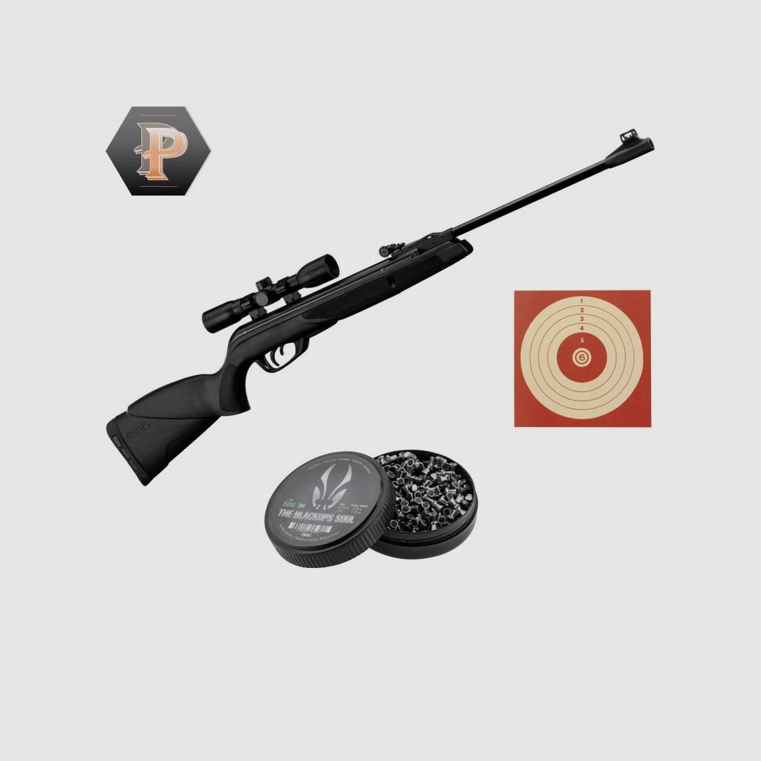 Gamo Black Shadow Combo Synthetic Gewehr + Zielfernrohr + Diabolos + Ziele, Bild 5 von 5