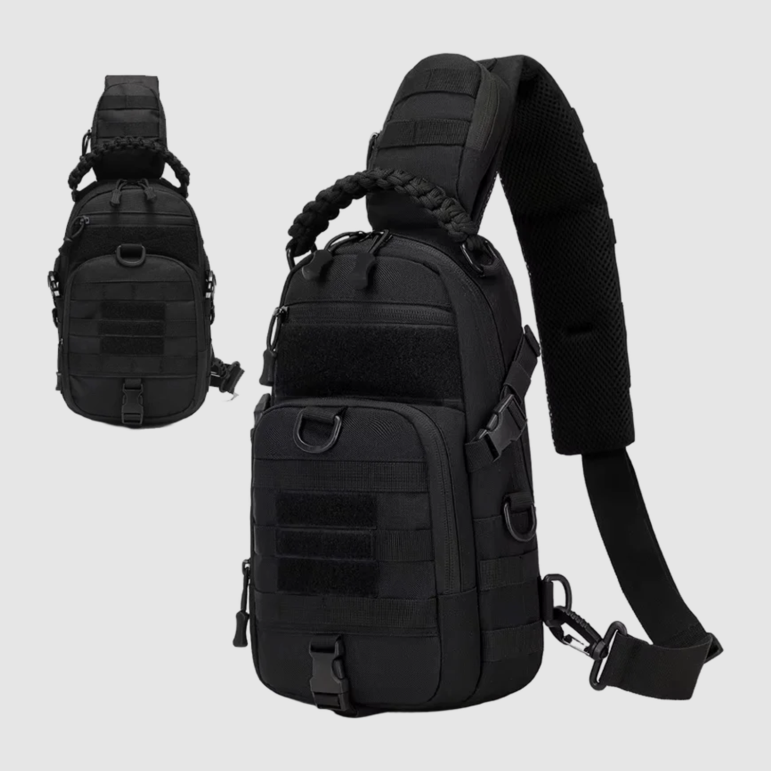 Chest Pack MOLLE EDC, tactical chest bag made of nylon with padded shoulder strap (Black)
