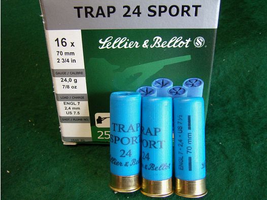 16/70 16-70 Trap 24 Sport von S&B / Sellier & Bellot 25 Schuß Blei Schrot 24g