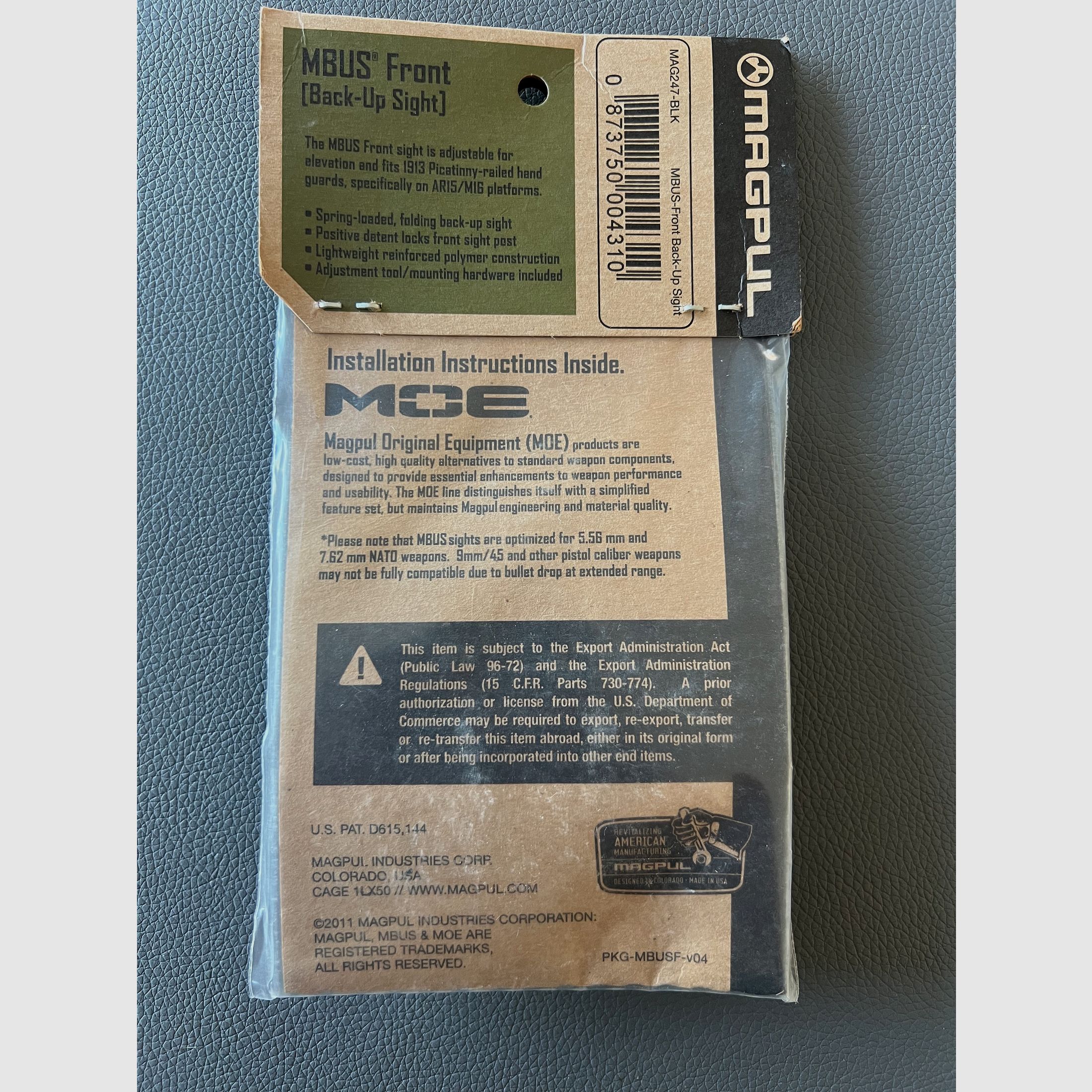 Magpul MBUS Gen2 Front Sight – Flip-up Sight – Black – New