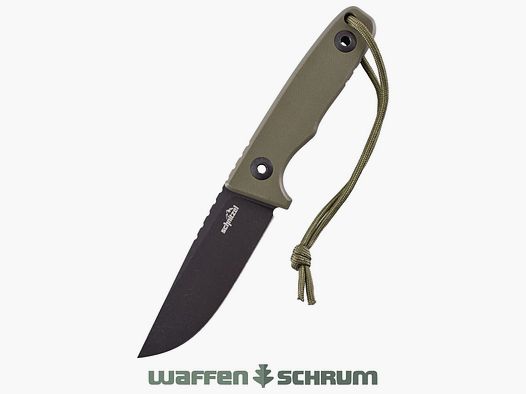 Coltello outdoor Schnitzel TRI verde in acciaio inossidabile 14C28N con finitura black stonewash incluso fodero in Kydex con sistema di trasporto Dangler