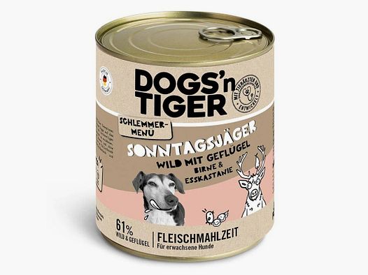 Dogs'n Tiger Hunde Nassfutter Sonntagsjäger Wild & Geflügel 800 g