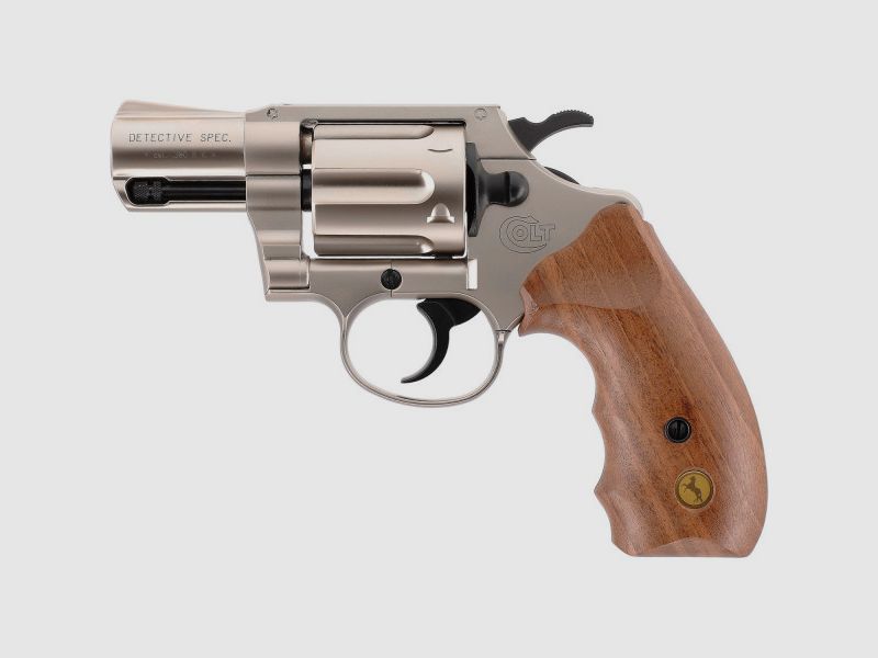COLT DETECTIVE SPECIAL BLANK REVOLVER - 9 MM R.K. - NICKEL / WOOD GRIP