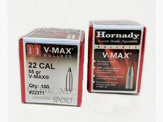 Hornady Geschosse Kal.22 V-MAX 55gr (100 Stk)