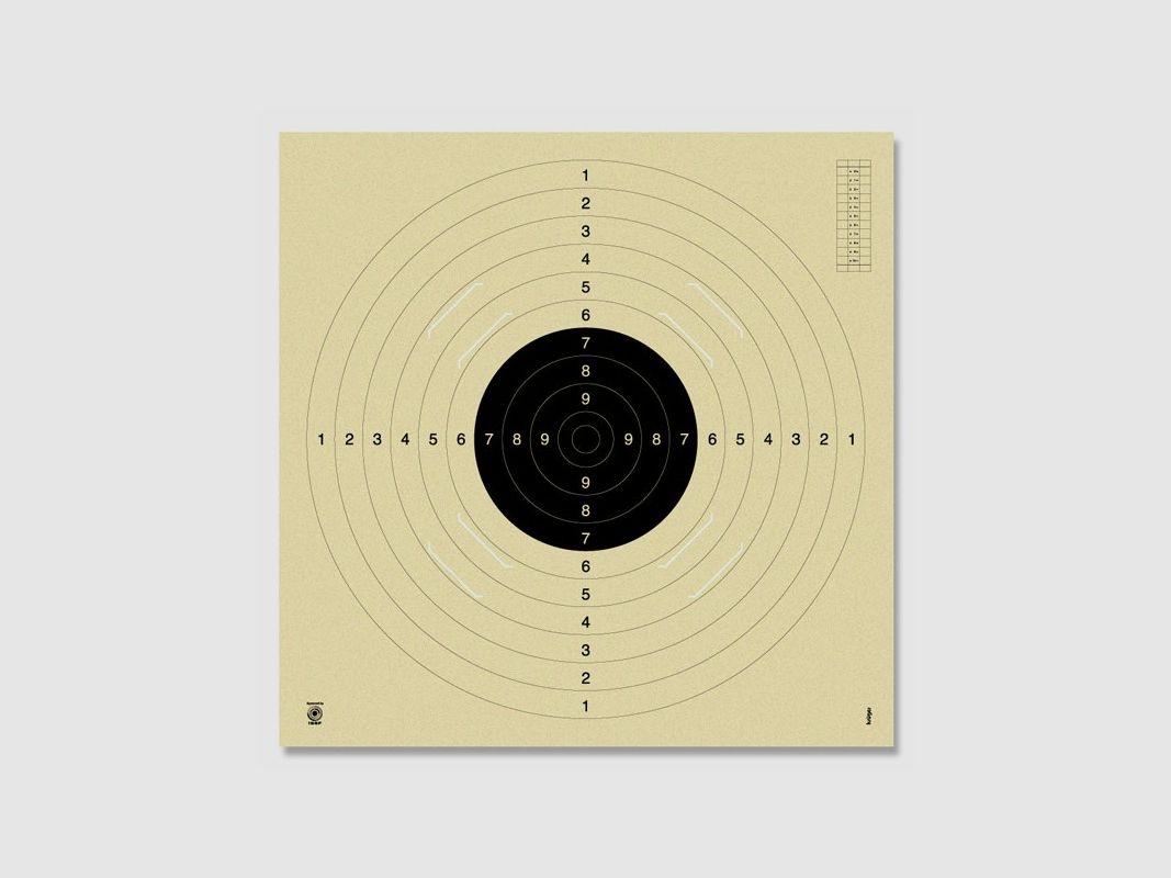 CIBLES PISTOLET 25/50M Noir mat C50 avec encoches (55*52) par 125