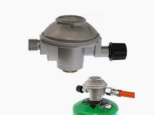Kartuschenregler für Druckdosen mit Schraubgewinde 450g-500g ( 50 mbar ) mit 1/4 Zoll Schraubgewinde