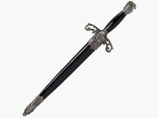 Ritter Dolch mit Scheide Parierstange gebogen