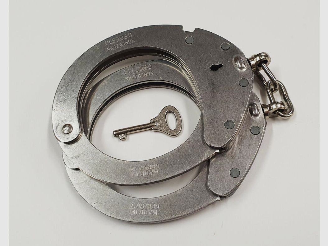 CLEJUSO Clemen & Jung e.K. Handcuff CLEJUSO No. 12 A INOX large, stainless steel handcuff, Made in Germany, used