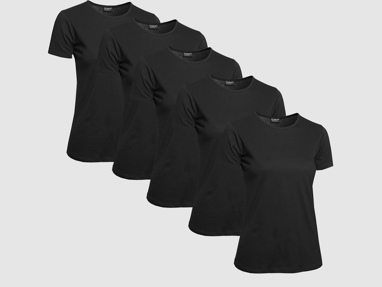 Clique T-Shirt Damen 5er-Pack Schwarz