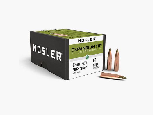 NOSLER E-TIP LEAD-FREE HUNTING BULLETS - 6mm - 90gr.