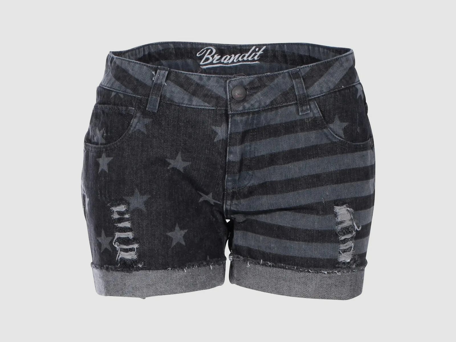 Brandit Brandit Hotpants Denim Stars and Stripes - Grau / XXS Damen