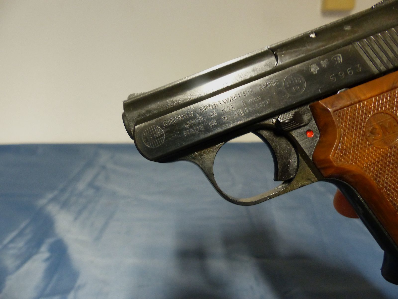 Blank gas pistol Rhöner Sportwaffen GmbH SM 15 Cal. 8 mm bang PTB 83/2 from 1977 vintage