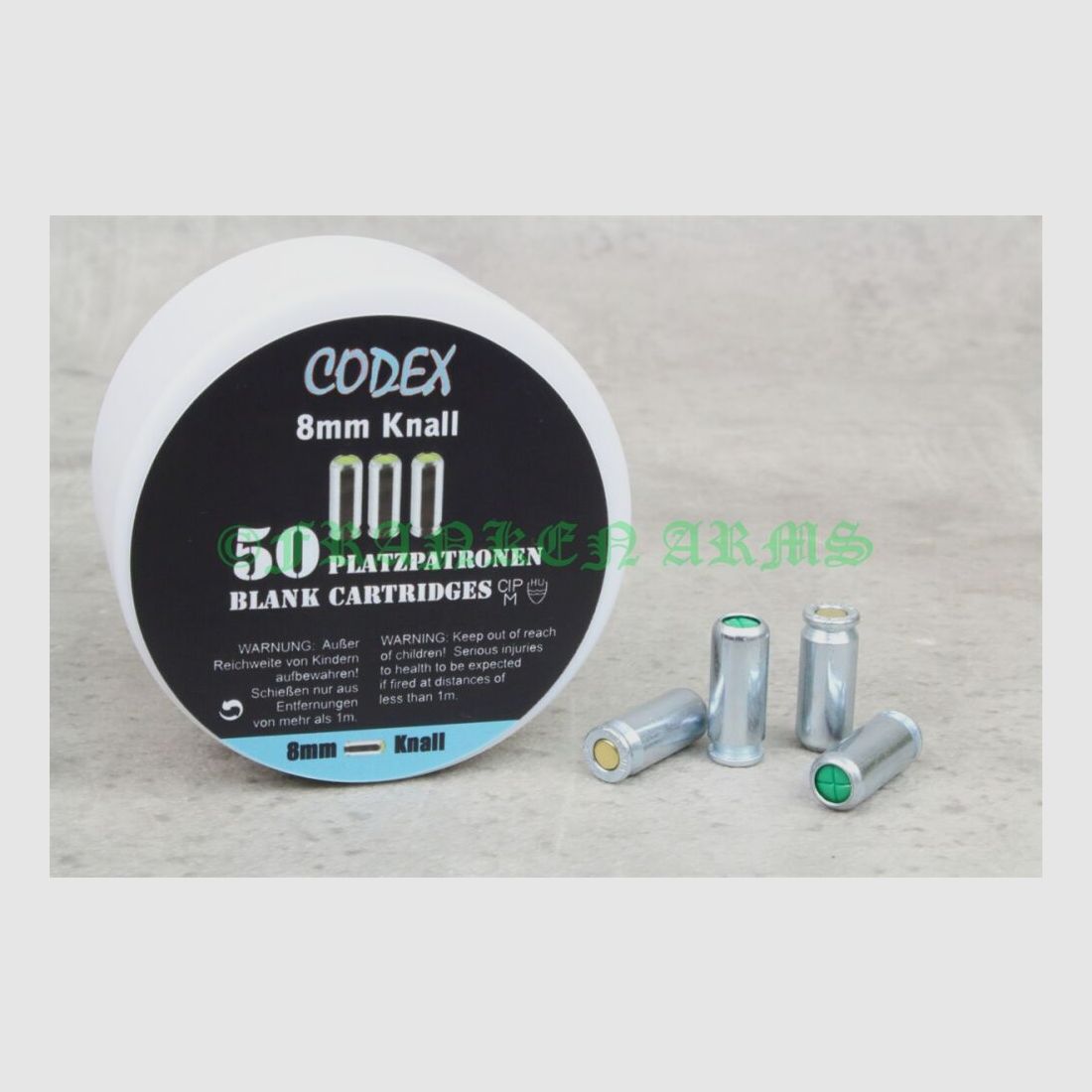 Codex 8mm Knall 50 Stück Platzpatronen