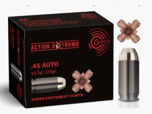 GECO cal. 4.. pistolet .45Auto HP Action EXTREME 20 pièces coup de grâce 175grs/11,3g