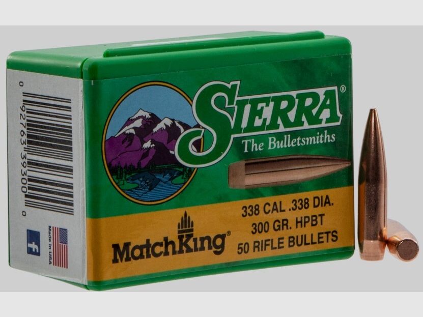 Sierra Bullets Caliber .338 / 8.5mm HPBT Matchking Long Range in 300 Grain