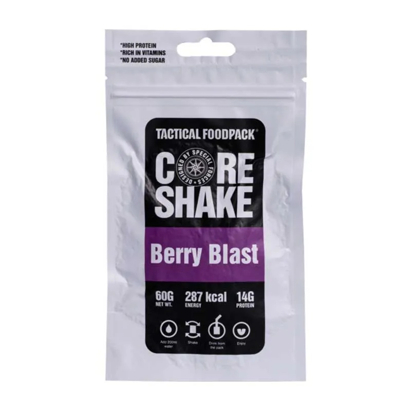 Gefriergetränk TacticalFP Core Shake Berry Blast – Smoothie mit schwarzen Johannisbeeren, Himbeeren und Rhabarber mit Proteinpulver