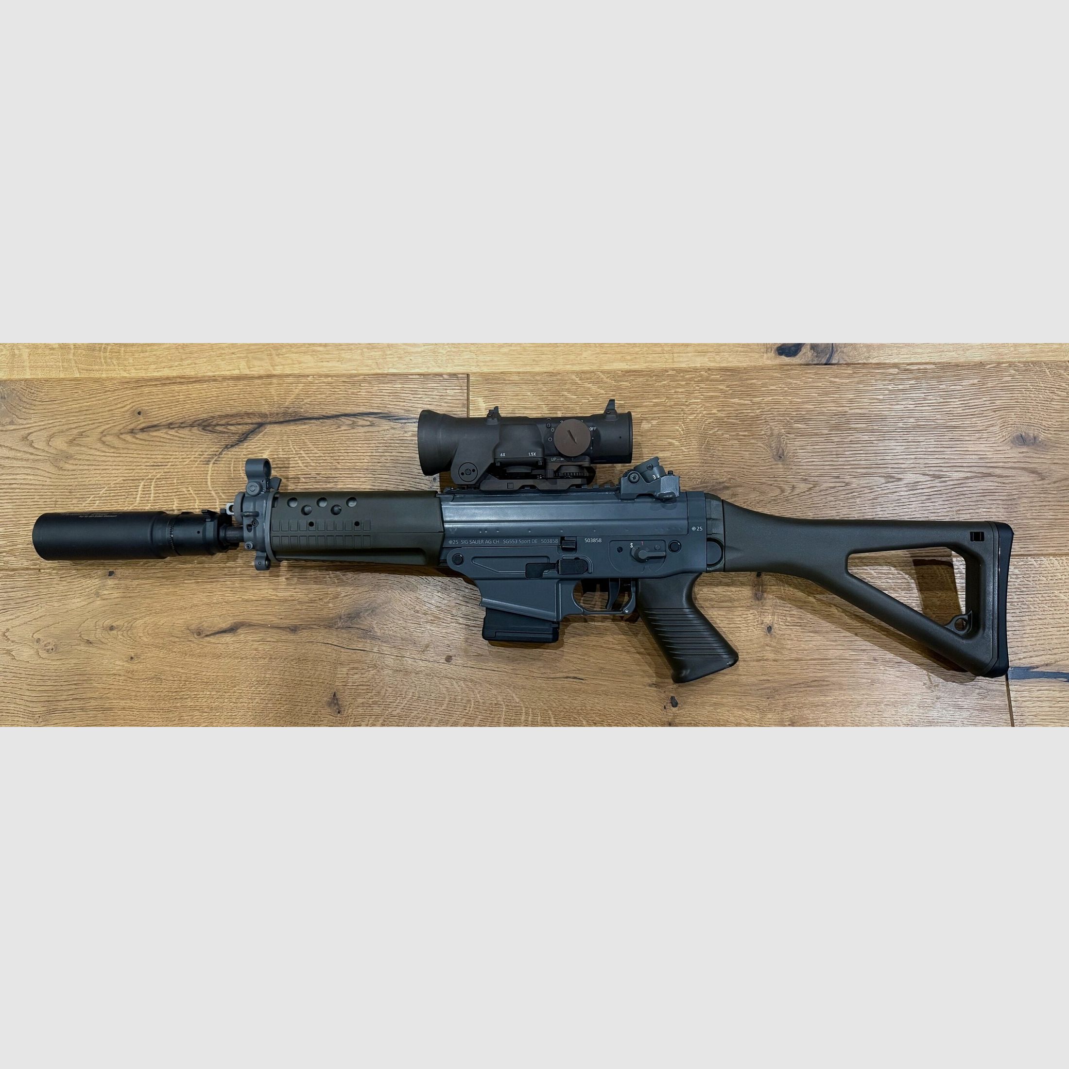 SIG SAUER AG Suisse SG 553 AL SPORT US, Gris-Vert - Canon Court