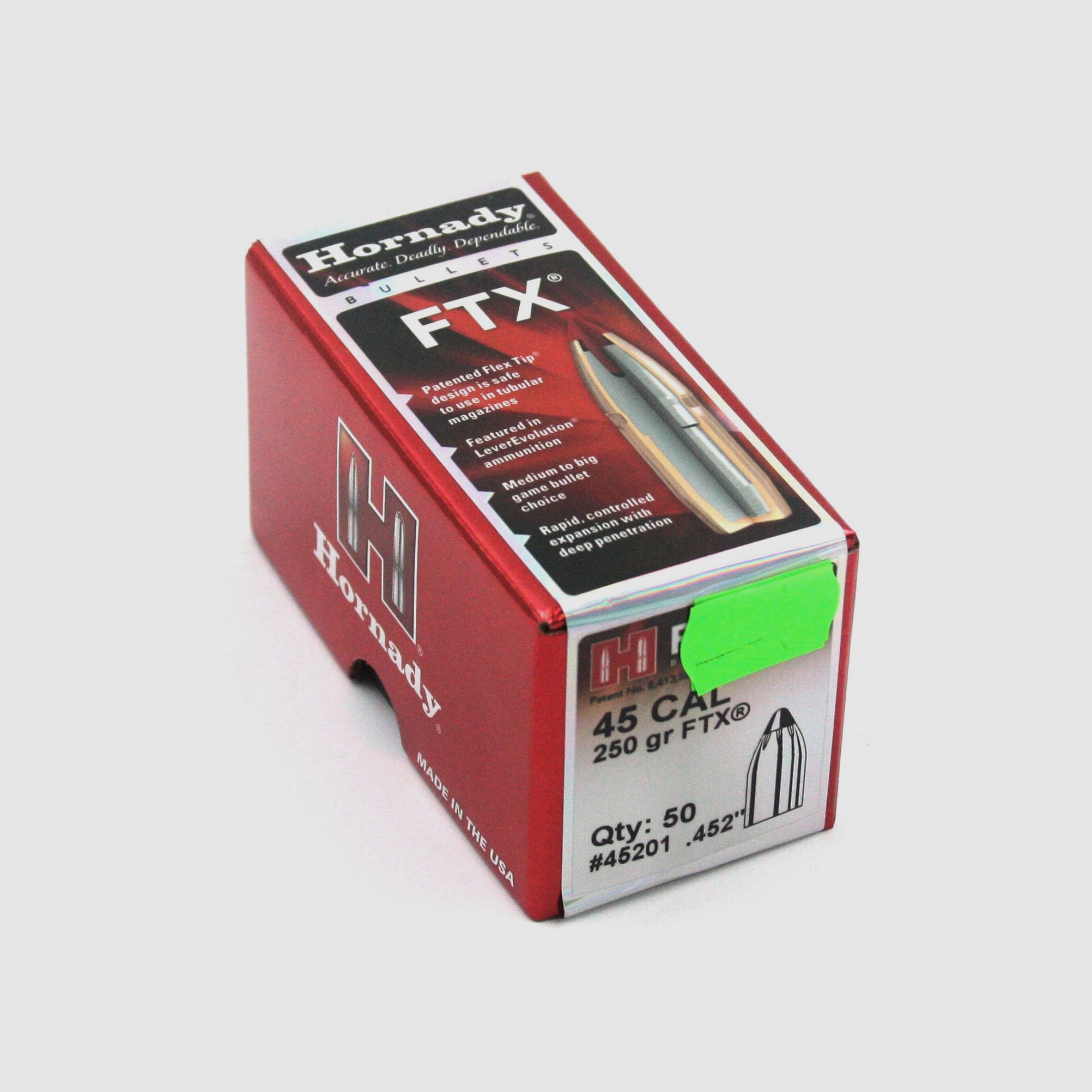 Geweerpatronen, Hornady .452 FTX, 250gr, 50 stuks, .450 Marlin