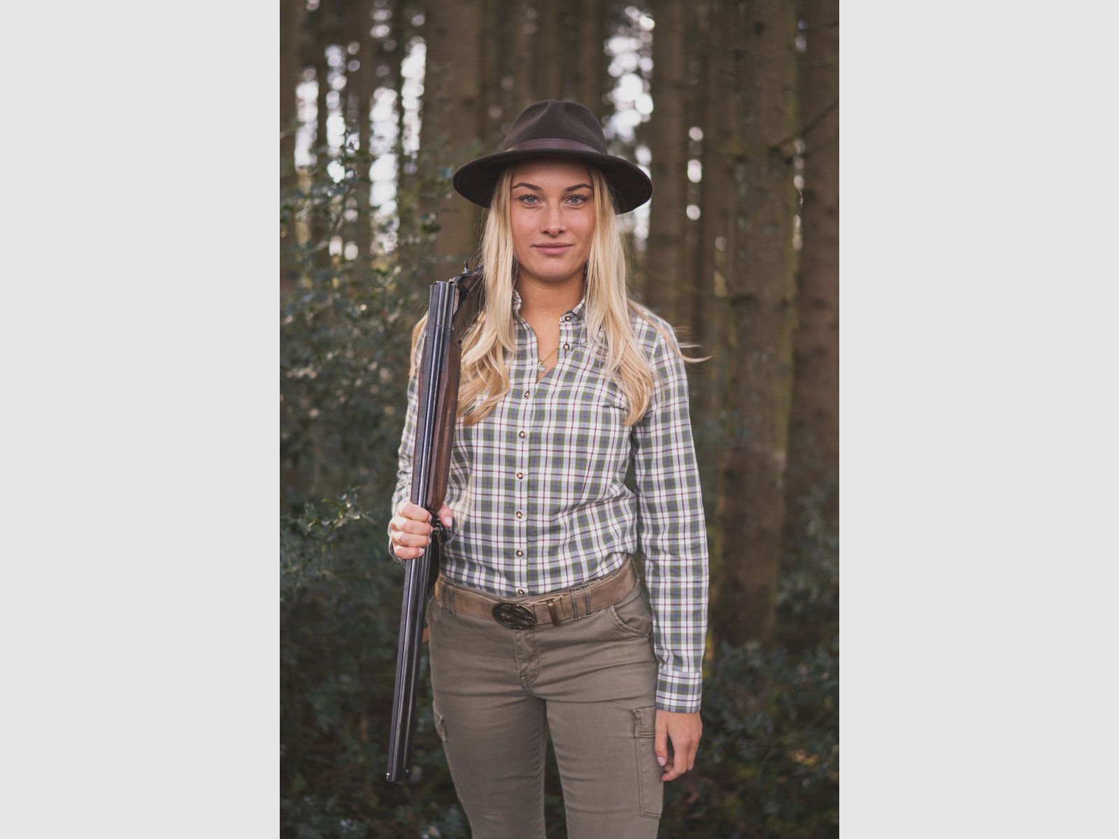 OS-Trachten Blusa de mujer a cuadros – oliva, imagen 3 de 3