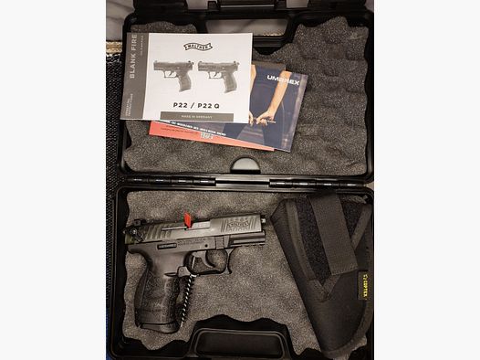 Walther P22Q Schreckschuss Pistole 9mm P.A.K. schwarz (PTB 778) - P 22 q mit Coptex Holster