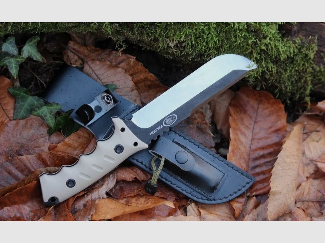 Hochwertiges Outdoor Messer full tang Inkl Lederscheide und Feuerstahl 28cm